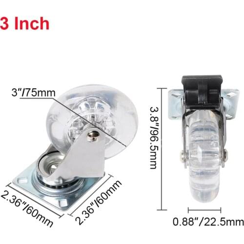 4/1Pack 3inch 360 Degree Swivel Caster Wheels with brake no brake Heavy Duty No Noise Wheel For Furniture Cabinet Sofa Caster