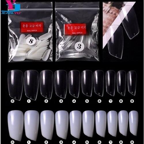 500pcs False Nail Art Tips Bevel Lipstick 10 Size French Coffin Fake Nails Full Cover Extra XL Long Artificial Manicure Nail Tip