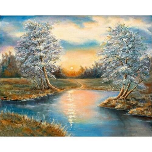 5D DIY Diamond Painting landscape Full square diamond Embroidery picture Round drill Mosaic paste art painting Decoration GH513