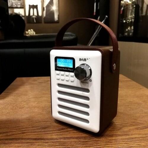 DAB Wood Portable Rechargeable Digital Radio Audio USB LCD Display Stereo FM Receiver Handsfree Bluetooth Retro MP3