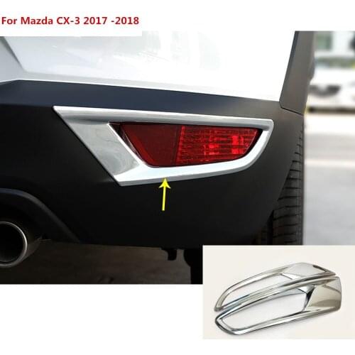 Car body detector ABS Chrome trim back tail rear fog light lamp frame stick parts hoods 2pcs For Mazda CX-3 CX3 2016 2017 2018