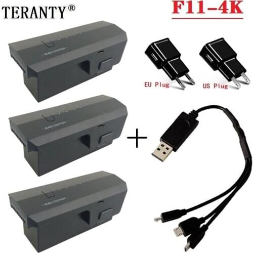 For F11-4K RC Drone Spare Parts 11.1V 2500mAh Battery+USB Charging Cable For F11 4K 5G Wifi FPV GPS RC Quadcopter
