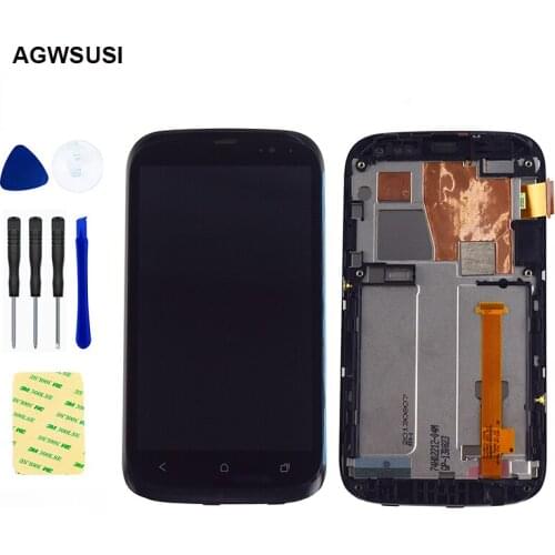 For HTC Desire V T328W LCD Touch Screen Digitizer Panel Glass + LCD Display Panel Monitor Module Assembly Frame Bezel