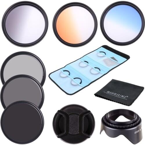 Camera Filter ND2 ND4 ND8 Filter gruadual Grey Orange blue Color set for Canon Nikon Sony Pentax Olympus 49mm 52mm 58mm lens