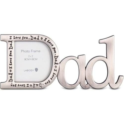 Lasody Dad Photo Frame Retro Creative Alloy Crafts Antique Silver 4x6 Picture Frames Home Decoration Souvenir Fathers Day Gift