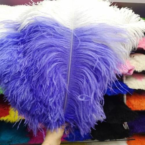 Hot Sale 50 pcs Purple and White 28-30inches/70-75cm "thick stem" male ostrich feathers Wedding Birthday Christmas Decoration