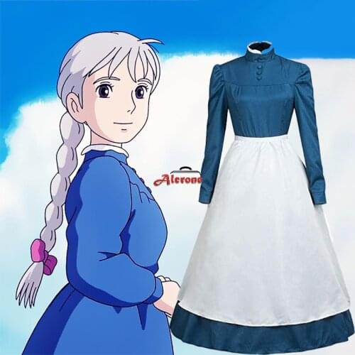 Howls Moving Castle Cosplay Sophie Hatter Costume Long Dress Women Halloween Costume