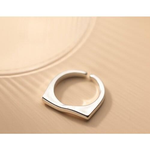 Solid 925 Sterling Silver Rings for Women Teen Girls Simple Twisted Geometric Adjustable Korean Minimalist Jewelry