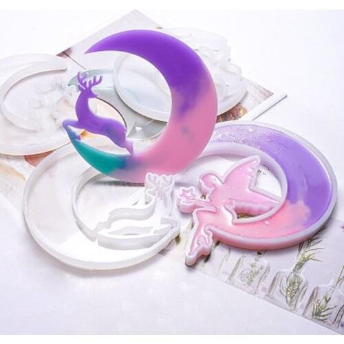 Cat Deer Moon Resin Crystal Epoxy Mold Casting Silicone Mould Crafts DIY Making