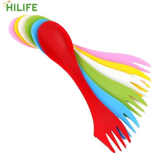 Kitchen Accessories 18CM Length Travel Cutlery Gadget 6 piece/set Camping Utensils Spoon Fork Knife 3 In 1 Multifunction