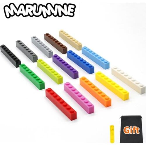 Marumine 1x8 Dots Cube Base Brick Sets 3008 10PCS Classic Building Blocks Parts Construction Set Children DIY Educational Toys