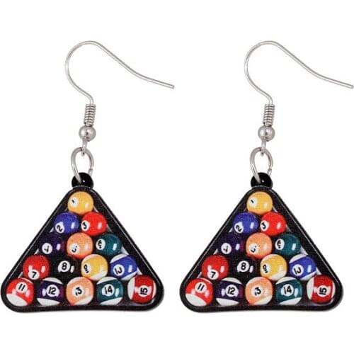 Fashion Cute Geometric Triangle Digital Mini Billiard Ball Acrylic Dangle Earrings New Trendy 2021 Jewelry E21579