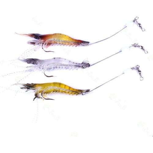 1pcs 8cm 6g Shrimp Soft Lure Artificial Bait Wiht Hook Noctilucence Fishing Lure Luminous Shrimp Lure Fish Tackle Accessories