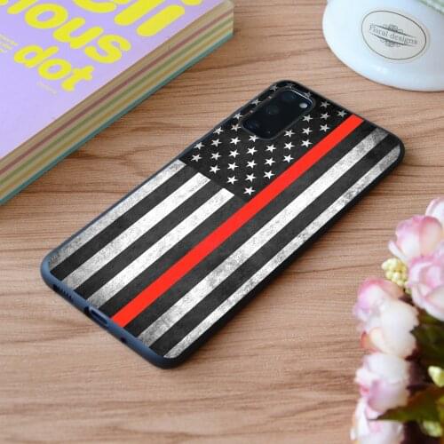 For Samsung Thin Red Line Print Soft Silicone Matt Case TPU Cover Galaxy S Note M and Galaxy A