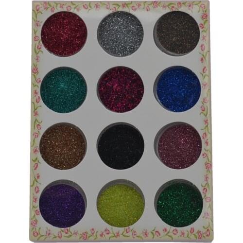 Beauty 12 Color/ Set Metal Glitter Nail Art Tool Kit Acrylic UV Powder Dust gem Polish Nail Tools + Free Shipping