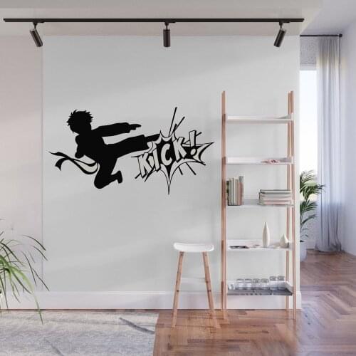 Karate Boy Fighting Wall Sticker Kick Martial For Sport Gym Wall Decals Boys Room Wall Decoration Removable vinyl ph327