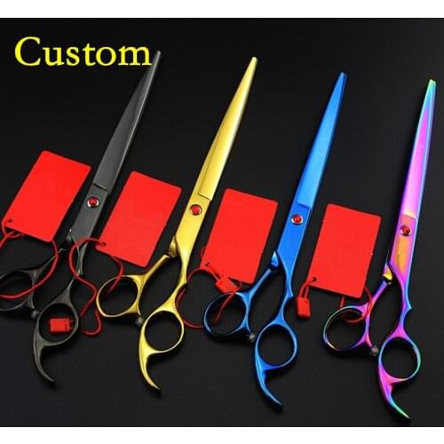 Customize New 440c 8 inch colors Pet grooming hair scissor Animal cutting barber dog scisor shears tools hairdressing scissors