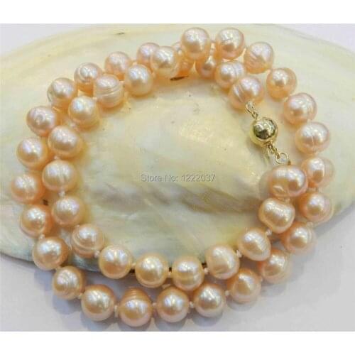 Natural freshwater cultured pearls 8-9mm Pink Pearl Necklace 18"