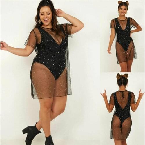 Beach Dress Swimming Suit For 1PC Swimwear Cover Up Sequined Mesh Dress Bikini Swimwear Swimsuit Beach Cover Up Beach Woman