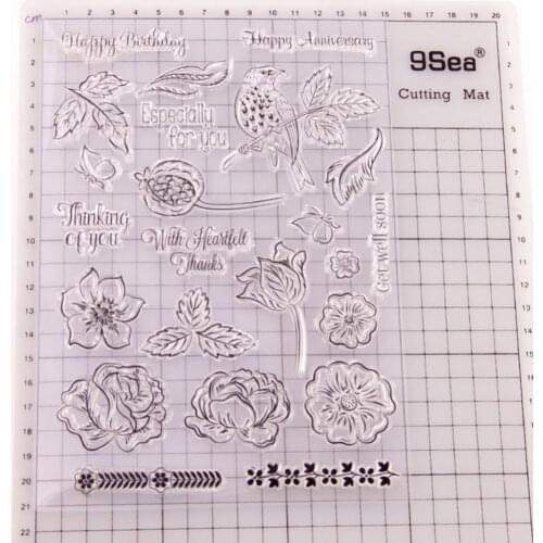 CLEAR STAMPS Die Cut Leaves Flowers Birdie DIY Scrapbooking Card Album Paper Craft Rubber Roller Transparent Silicon Stamp