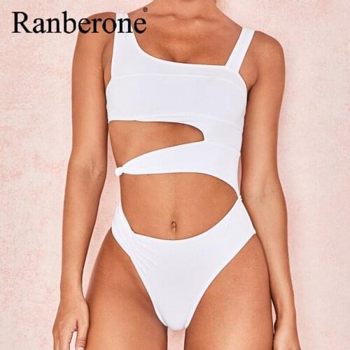 Ranberone White One-piece Swimwear