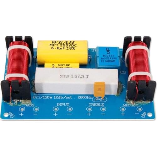 Adjustable Treble Bass Frequency Divider 3 Way Speaker Audio Crossover Filters ABS WEAH-338 120W 45 Hz-20k Hz