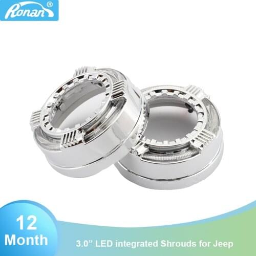 RONAN LED optic Angel Eyes Daytime Running Light car styling Shrouds Masks shell without bi-xenon projector for JEEP hongda VW