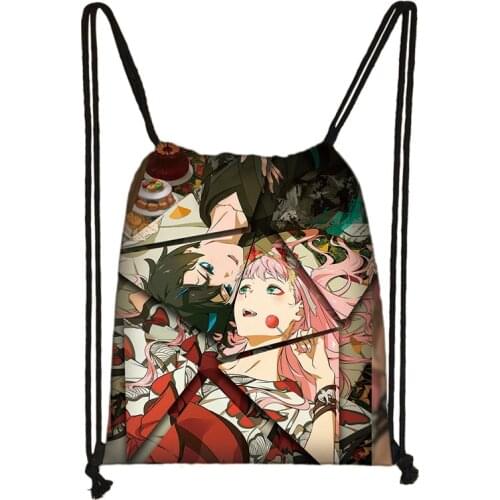 Anime Darling In The FranXX Drawstring Backpack Men Women Student Shopping School Traveling Bags Zero Two Storage Bags