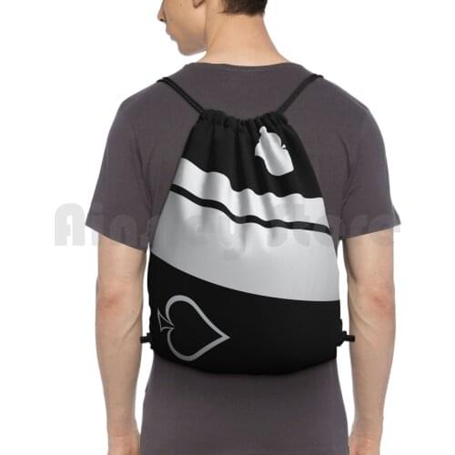 Backpack Drawstring Bags Gym Bag Waterproof Destiny Destiny The Game Bungies Destiny Black White Stripes Queen Of Spades