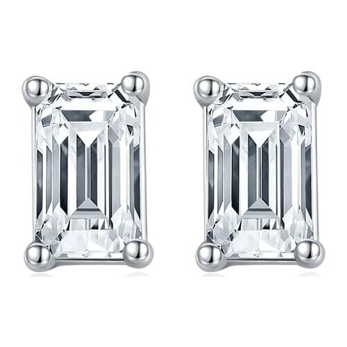 BOEYCJR S925 F color 3*5mm emerald cut Moissanite VVS Fine Jewelry Diamond Stud Earring With certificate for Women Fift