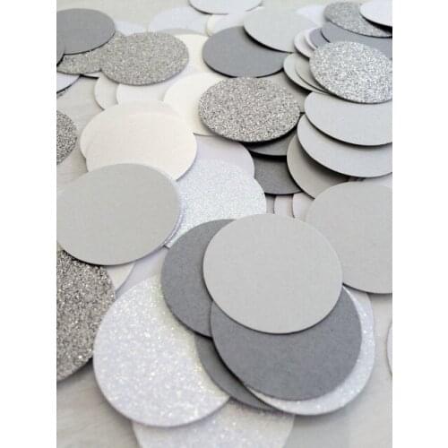 Grey and White Confetti | Large Circle Confetti | Bridal Shower |Wedding | Baby Shower | Silver Table decor scrapbook favors