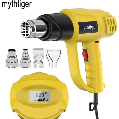 Heat Gun Variable Temperature Hot Air Gun with Digital (option) 100-600 Temperature Air Flow Adjustable 4 Nozzles Attachment