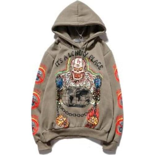 New Wave Amsterdam Hoodie Skull Graffiti Kanye Fleece Oversize Harajuku Couple Hoodies Stranger Things Hooded