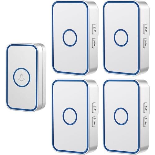 Intelligent Home Wireless Doorbell Waterproof 300M Range 1 Button 4 Receiver US EU UK Plug Cordless Door Ring Bell 60 Chimes
