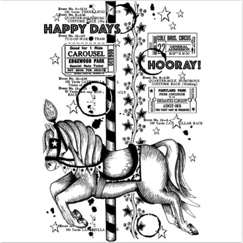 Merry-go-round Background Clear Stamp for Scrapbooking Transparent Silicone Rubber DIY Photo Album Decor 109