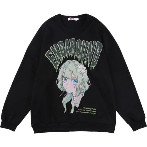 Personality Printed Sweatshirt Men Loose Hip Hop Streetwear Mens Sweatshirts Black Harajuku Casual Hipster Hoodies Male Tops