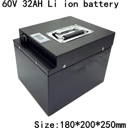 Waterproof 60v 30ah Real Capacity 32Ah Lithium Li Ion Battery Pack with BMS for 60v 1500w 1800w lectric Motorcycle Solar System