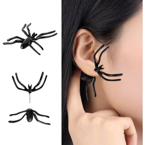 Stainless Steel Stud Earring 3D black spider Ear Stud Earrings for Women 2021 Halloween Gifts Unique Punk decor party supplies