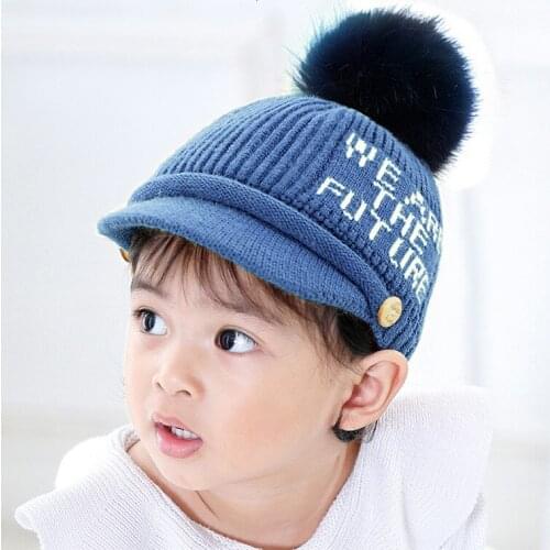 2019 winter knitted baby cap girl boy sweet solid hat embroidered letter yarn beanie baby cap for girl warm floppy hat