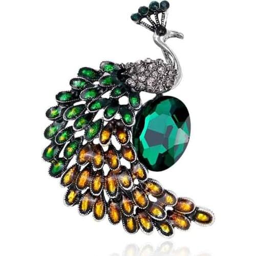 1pcs Big Luxury Peacock Bird Brooches For Women Unisex Animal Casual Party Brooch Pins Gifts