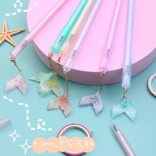 24PCS Dream Fishtail Pendant Gel Pen Cute Creative Sequin Pendant Student Pen Office Accessories Cute Stationary Supplies