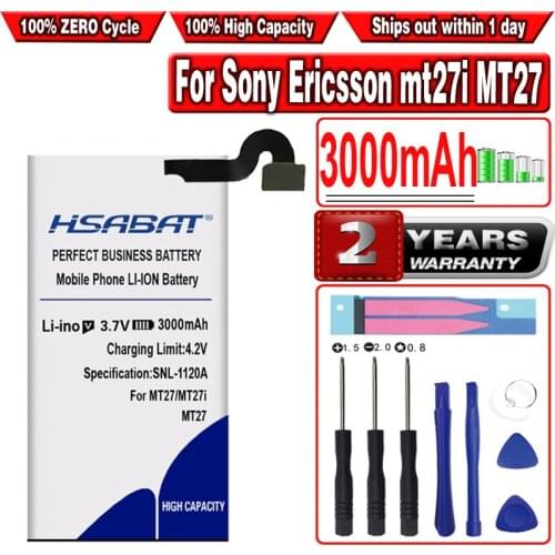 HSABAT New 3000mAh AGPB009-A002 Mobile Phone Battery Use for Sony Ericsson mt27i MT27 MT27i Battery for Xperia Sola Battery