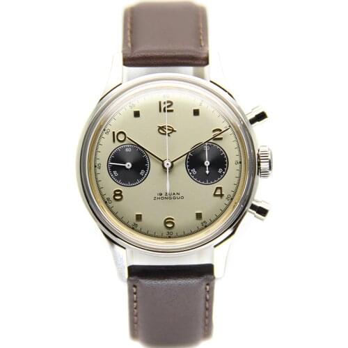 Retro Business Mens Chronograph Watch 19 zuan 1901 Seagull Movement 1963 Acrylic 38mm Air Force Pilot Chronograph Watches HKED
