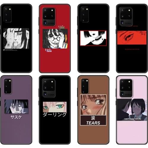 Black tpu Case For Samsung galaxy S20 /S20 PLUS/S20 ultra/S20+ /S20FE back cover Sad Japanese Anime Aesthetic Custom