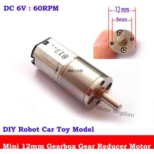 DC 6V 60RPM Slow Speed Large Torque Micro 12mm Full Metal Gearbox Reducer Gear Motor D shaft DIY Robot Smart Car Toy Model