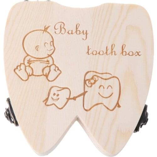 For Commemorating memoryBaby Tooth Box Wooden Milk Teeth Organizer Storage Boys Girls Save Souvenir Case