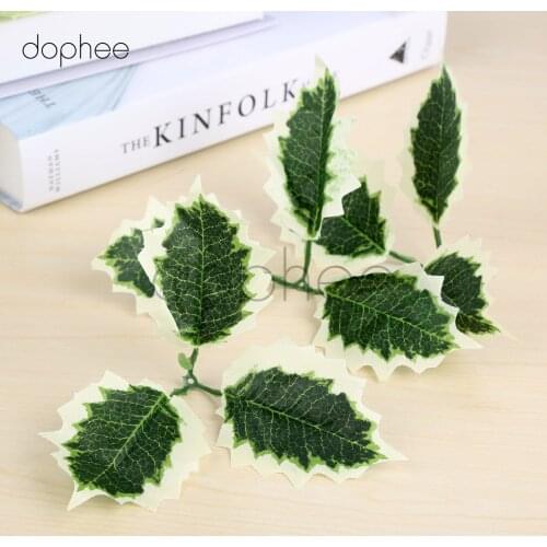 Dophee 10pcs Artificial leaves flower Silk Green Leaves for party wedding decoration Scrapbooking Craft Fake Flower