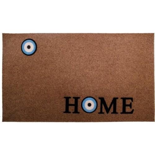 Door Mat Rug 40X70cm Beige Home Evil Eye - Welcome Evile Eye Home Decor