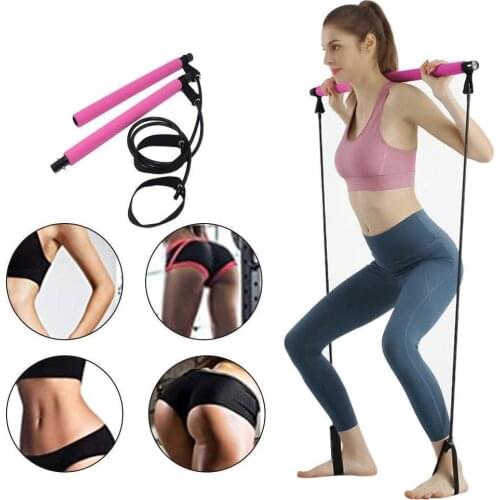Yoga Pilates Bar Sport Portable Elastic Bodybuilding Resistance Bands Exercise Pilates Stick Elastic Band for Sports Home Gym
