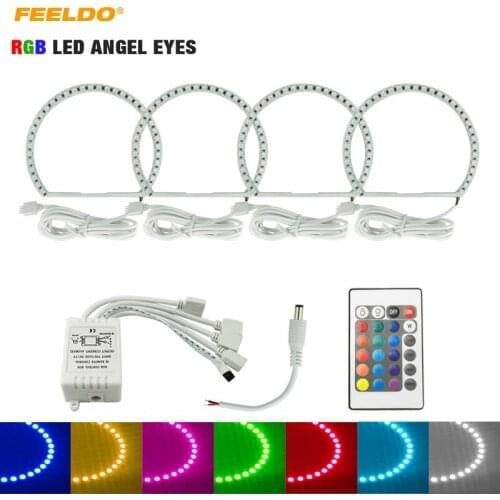FEELDO 4X146mm Car RGB LED Angel Eyes Halo Ring Light Wireless Remote Control for BMW E46(98-01) Vorfacelift Headlight #HQ3200